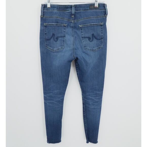 AG‎ Adriano Goldschmied Jeans 30R Blue High Rise Farrah Skinny Ankle Raw Hem - Picture 2 of 14